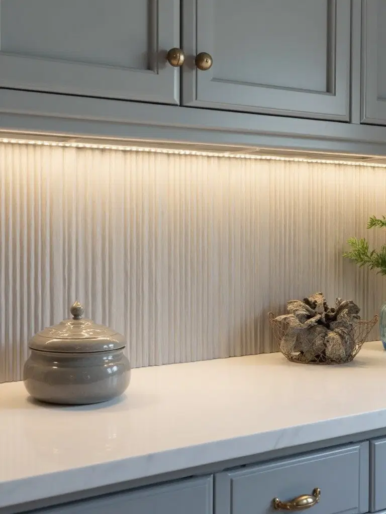 fluted texture tile backsplash