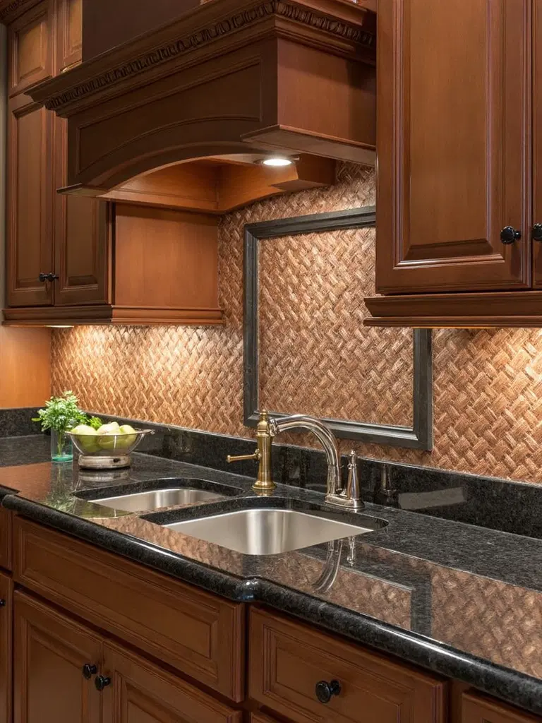 metallic accent backsplash