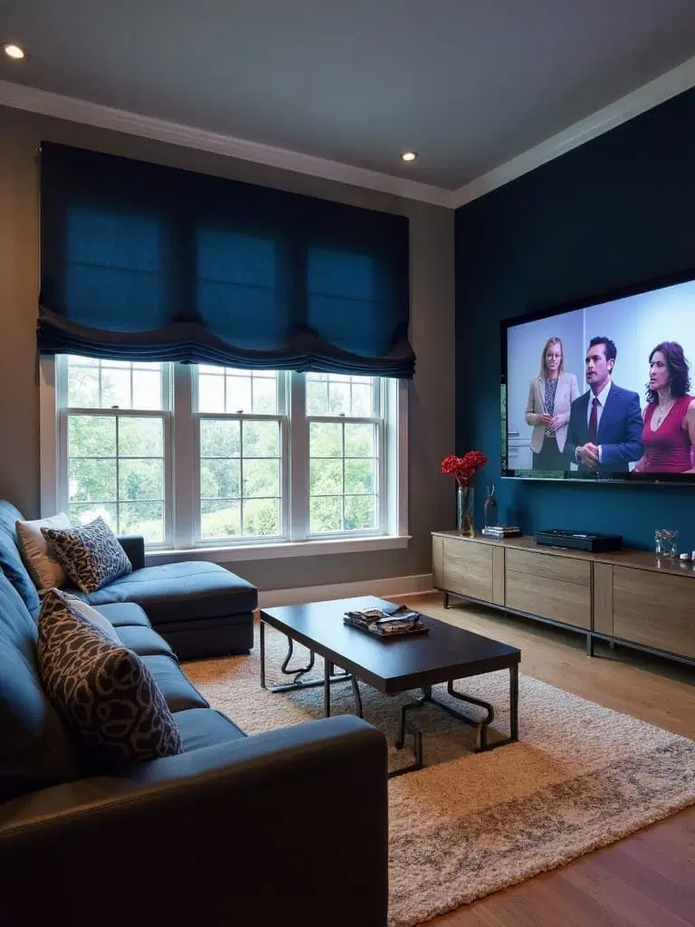 blackout roman shades for media rooms