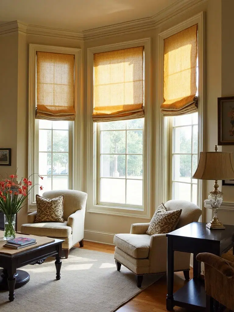 inside mount roman shades showcasing architecture