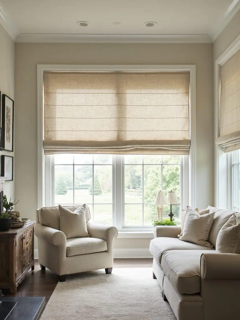 textured roman shades enhancing décor