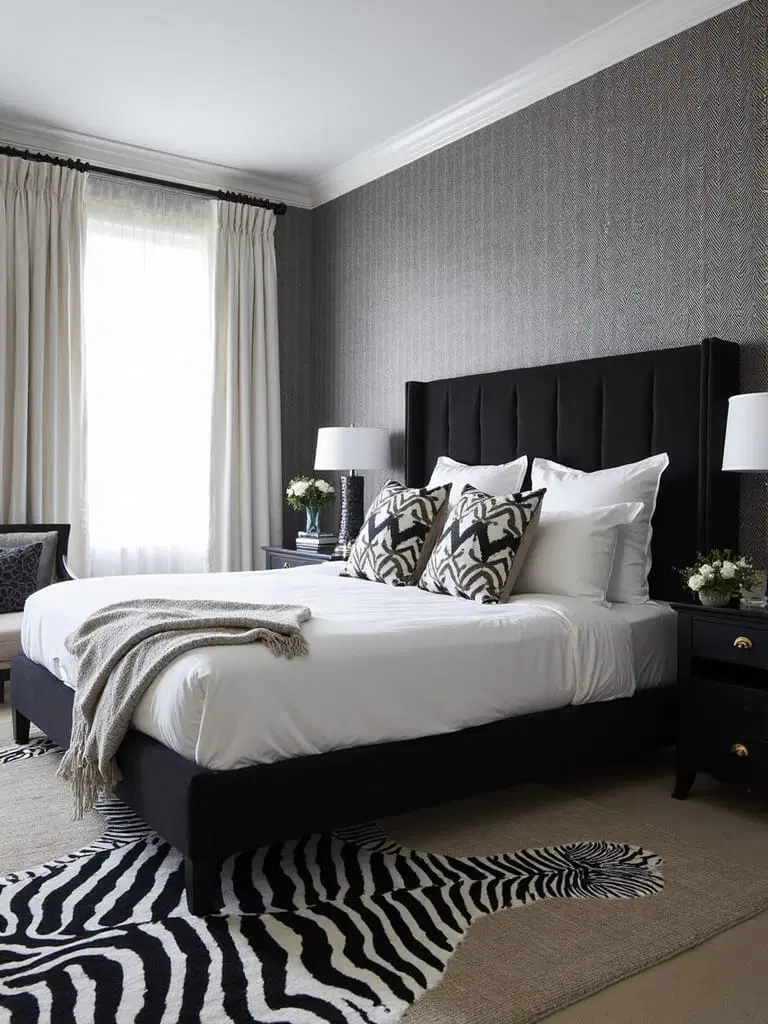 graphic patterned bedroom wall