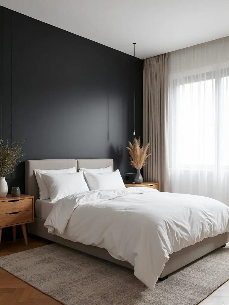black accent wall bedroom design