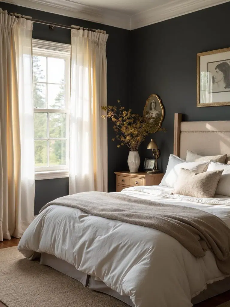 muted cream tones in bedroom