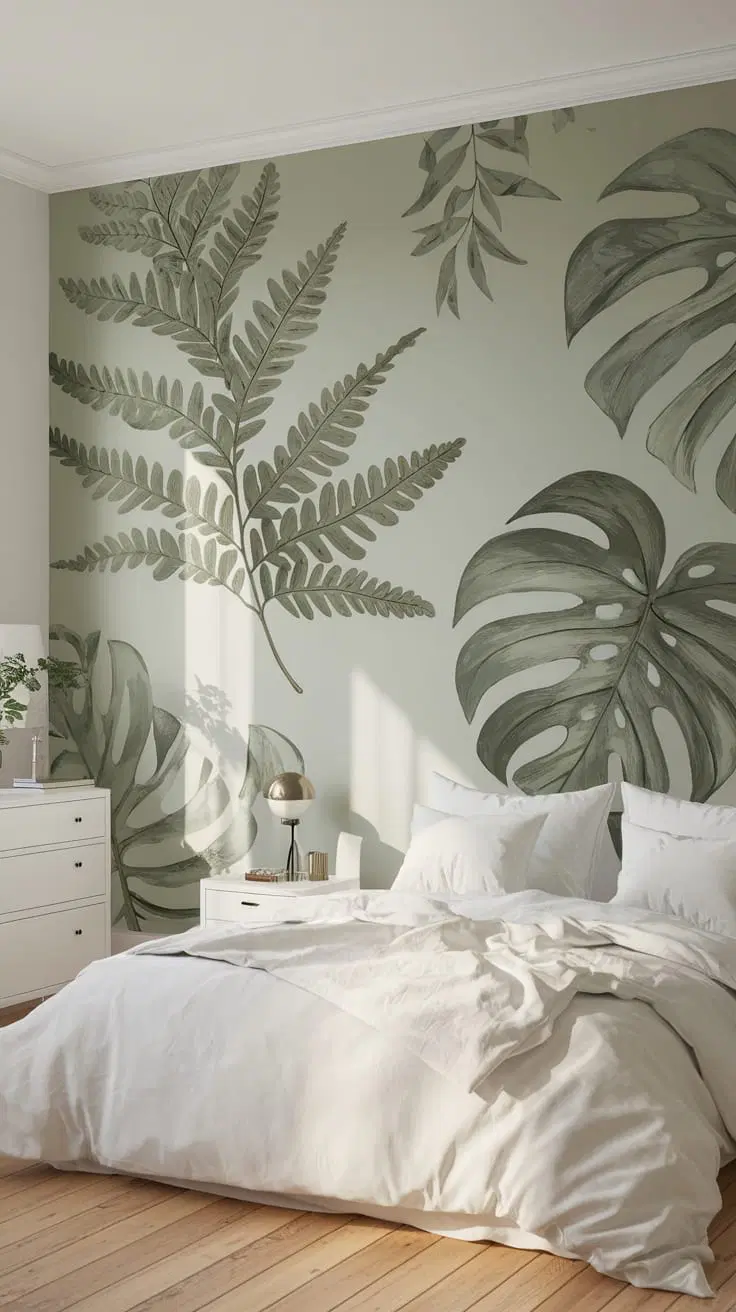 botanical wallpaper with green foliage