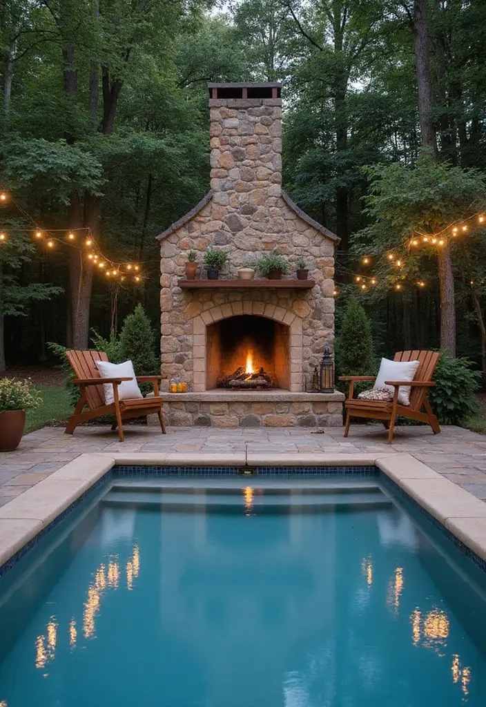 rustic stone outdoor fireplace