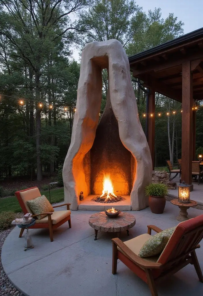 artistic outdoor fire feature