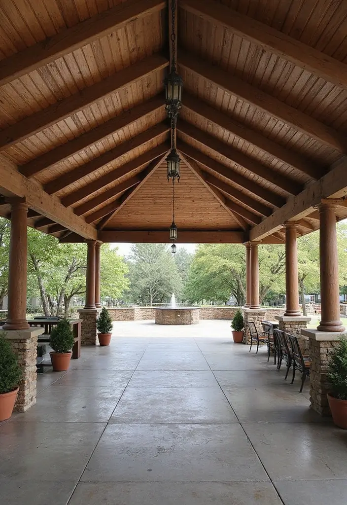 open air pavilion with cozy seating