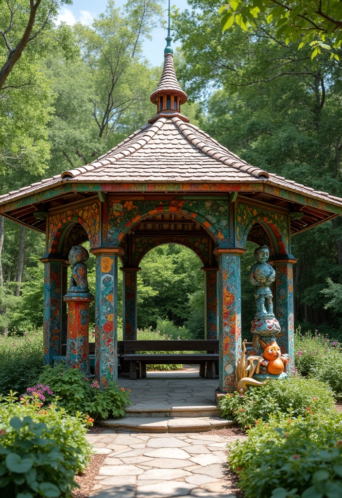 gazebo with colorful artistic decor