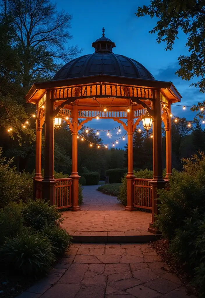 gazebo with warm built in lights