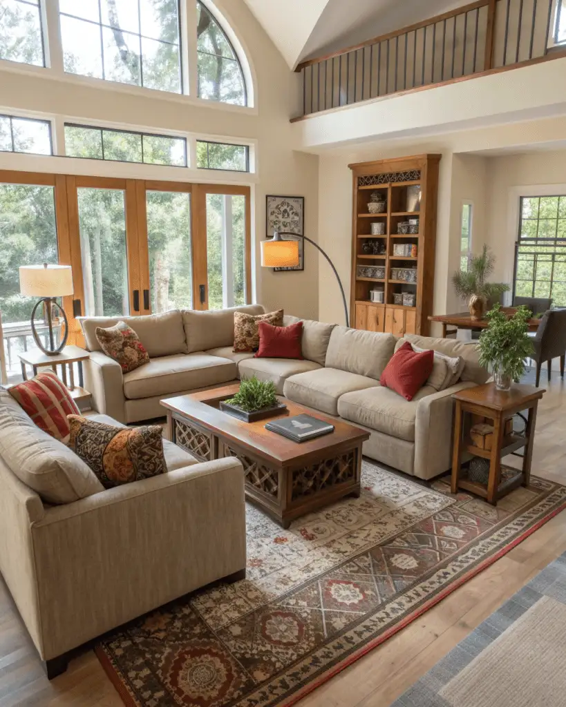 layout with statement furniture