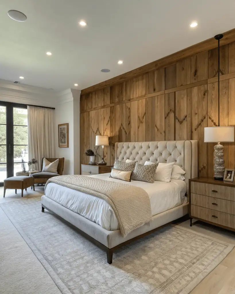 wood and linen accents