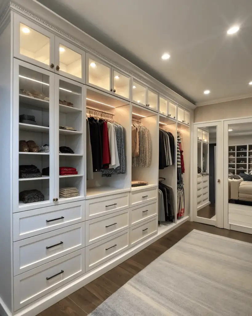 closet with shelves to ceiling