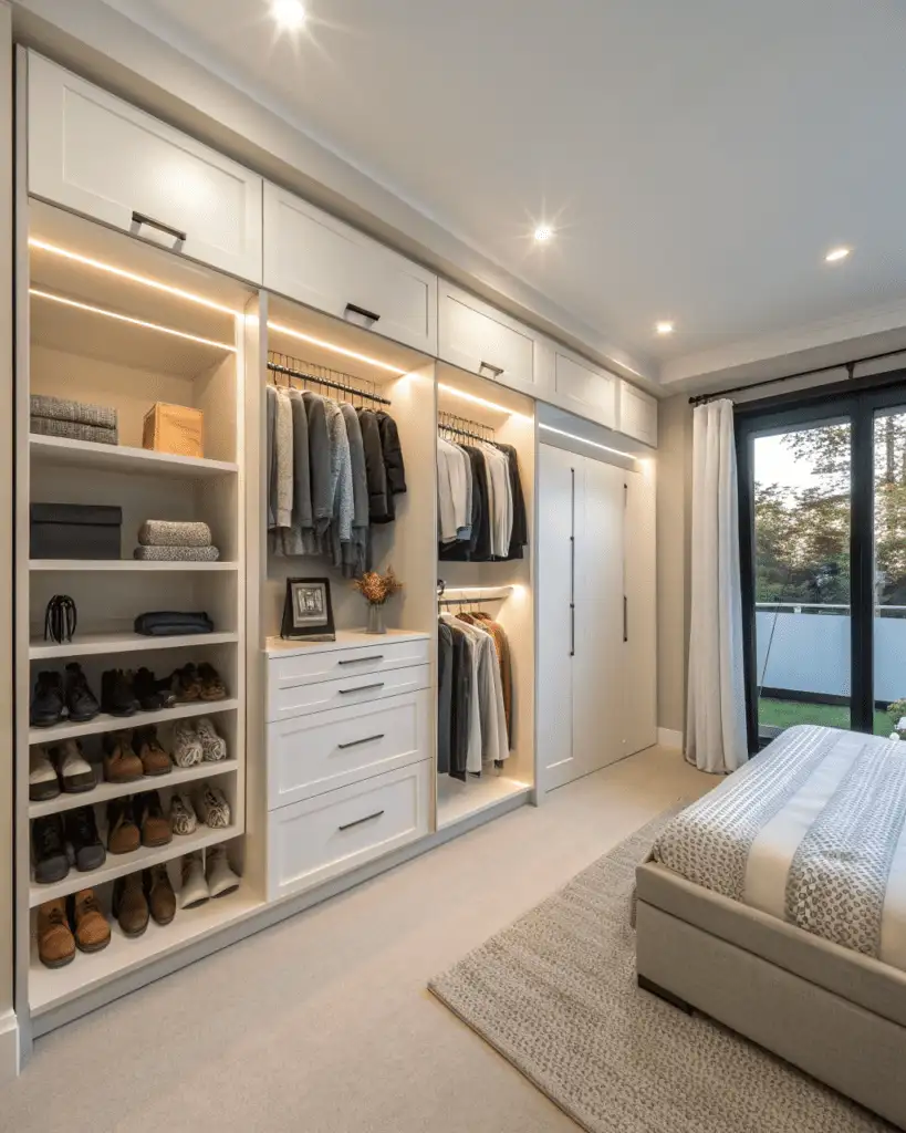 shallow shelving in closet