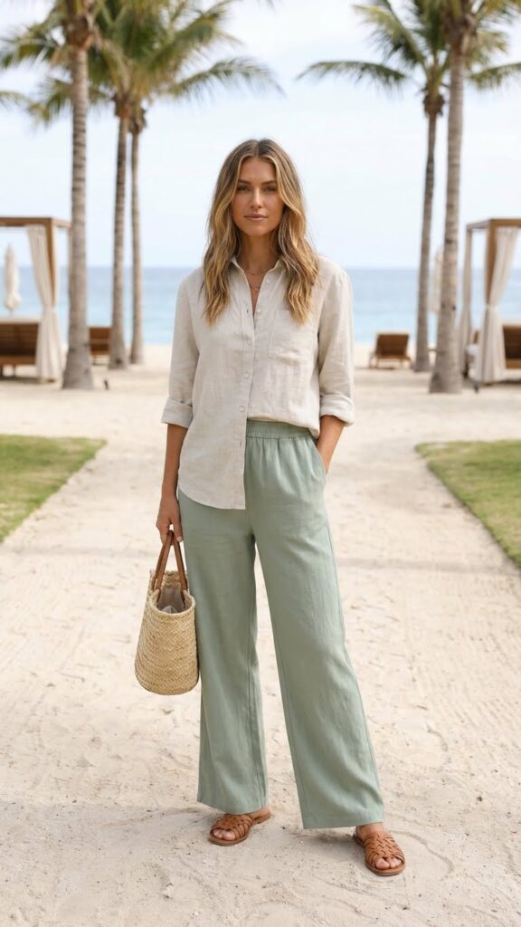 Coordinated linen two-piece set