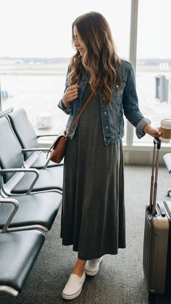 Maxi Dress with Denim Jacket