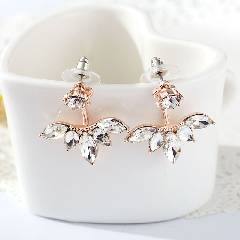 ... 2017 crystal jewelry ear jacket cute earrings for women jewelry double SXFQWAV