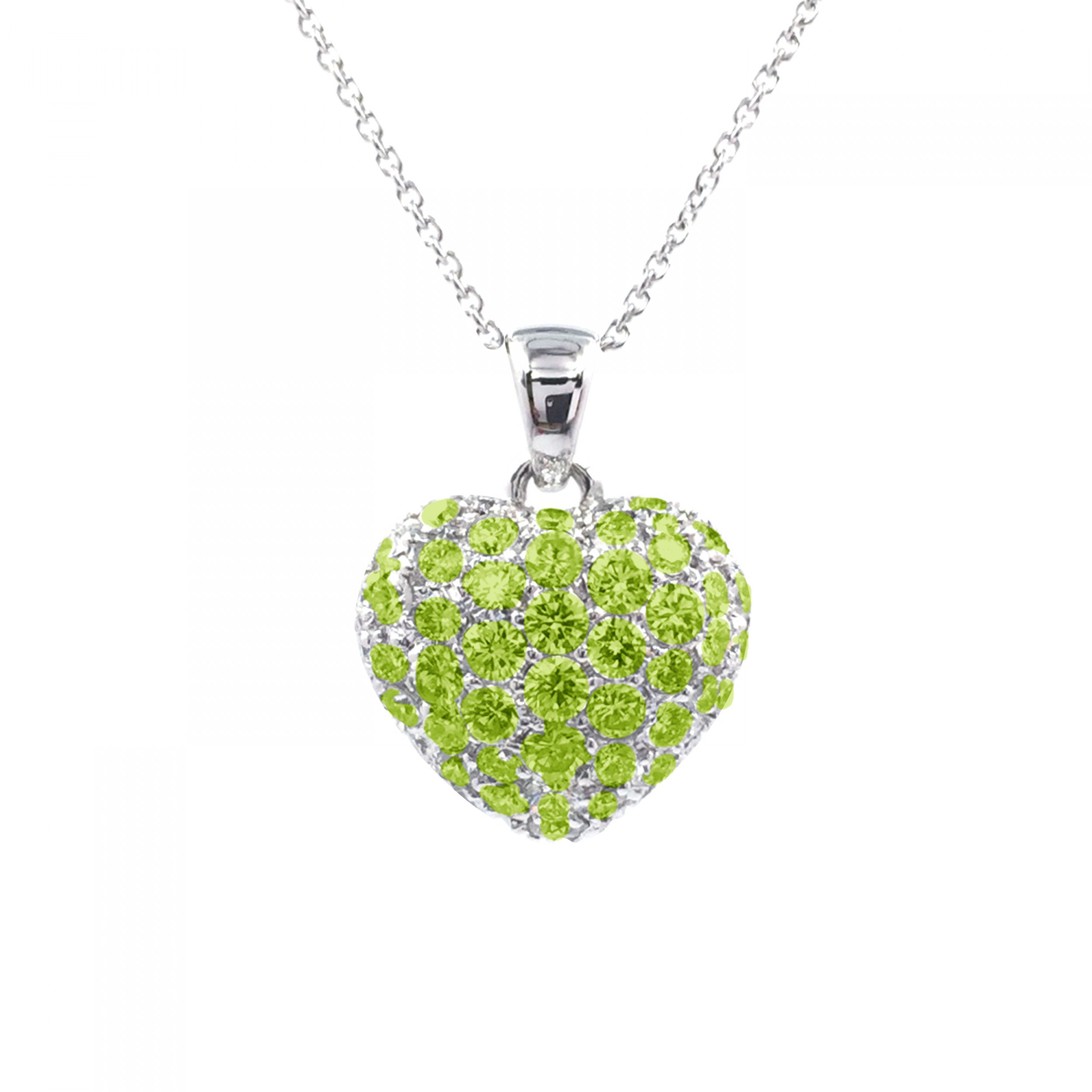 .28ctw single bale pave set heart peridot necklace in 14k white gold ECTLXIF