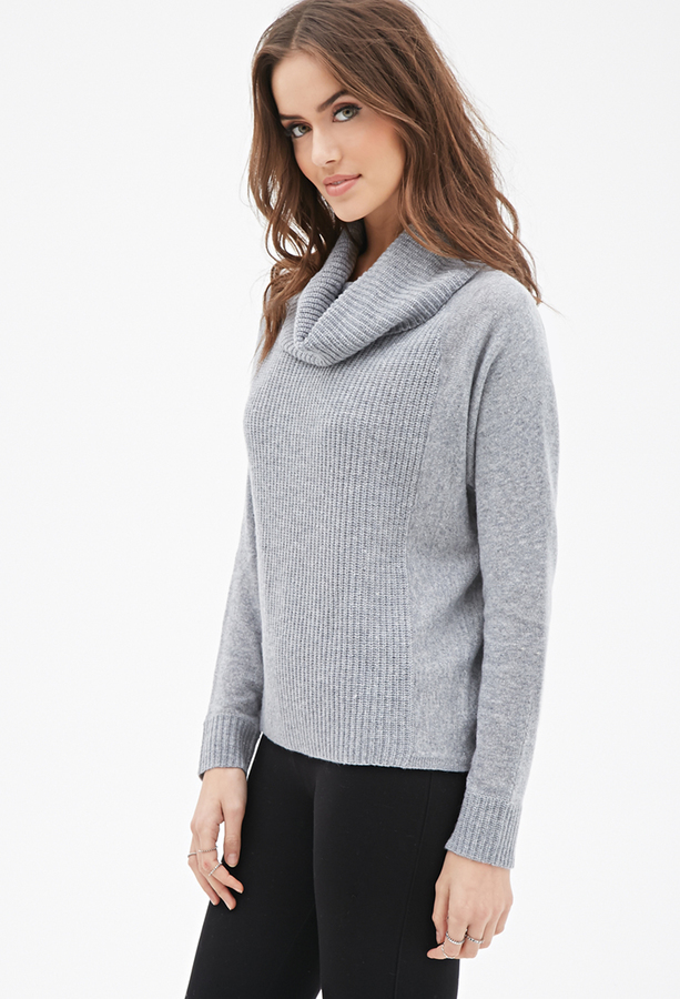 ... forever 21 contemporary ribbed cowl neck sweater ... UFTMBKI