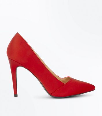 ... red satin pointed court shoes USWTUEX