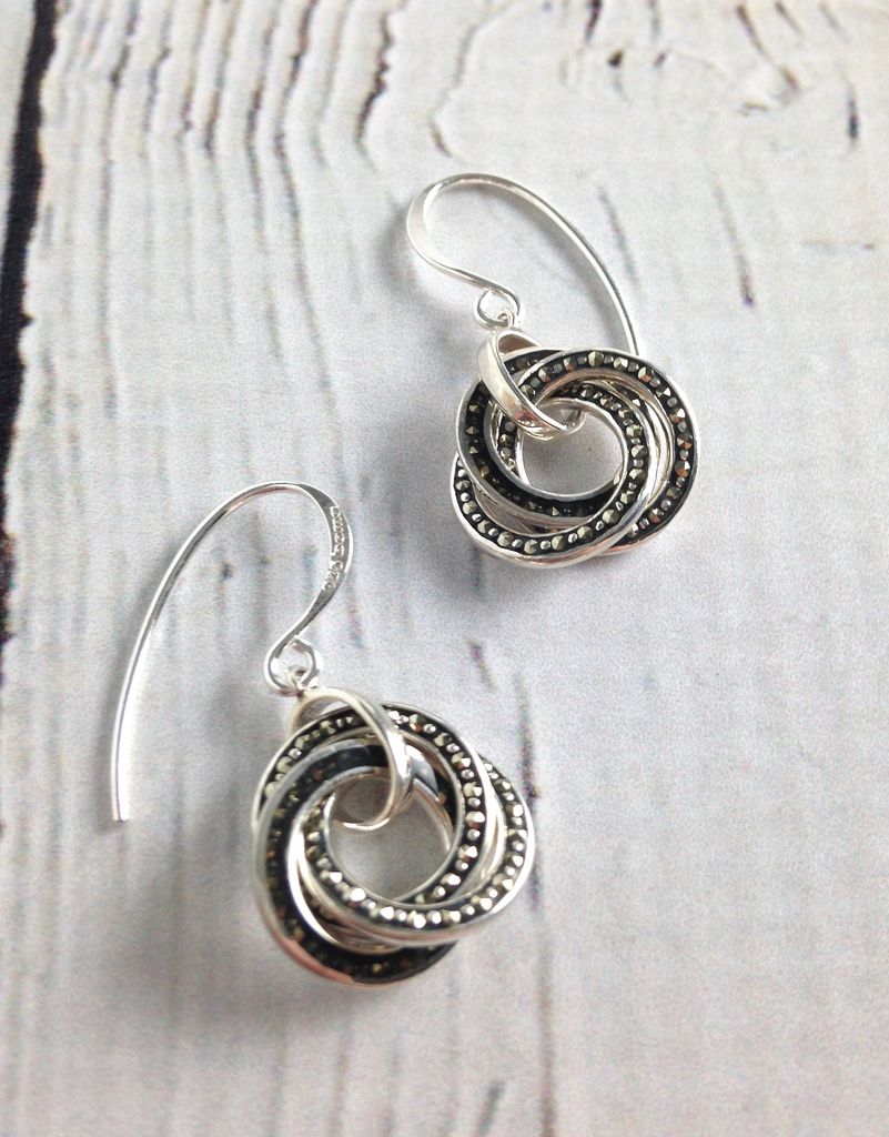 ... silver and marcasite earrings with resin inlay ... ACWPWNN