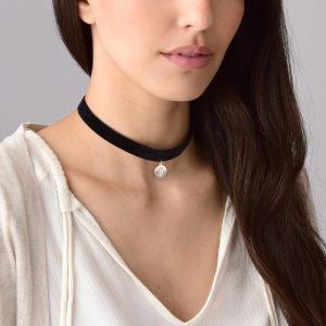 ... velvet choker necklace with initial charm - 2 JCHVLJM