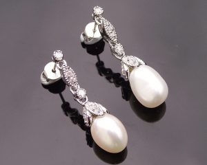 ... wedding earrings - crystal encrusted freshwater pearl drop earrings,  beverly YAIYQDI