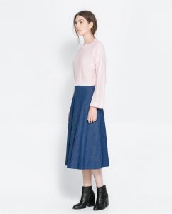 ... zara denim midi skirt ... PHGQLHY