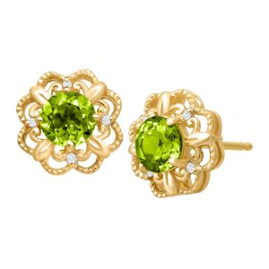 1 1/0 ct peridot earrings with diamonds ... MYPTPTD