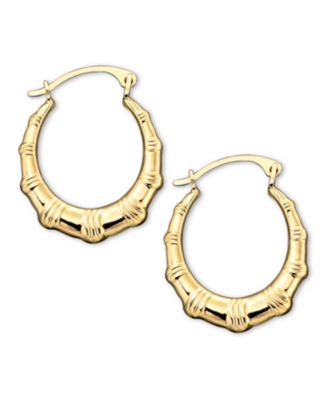 10k gold hoop earrings, small bamboo BURJHVD