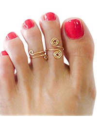 14k gold filled swirl wire wrap sets adjustable midi toe rings YTOOPUP