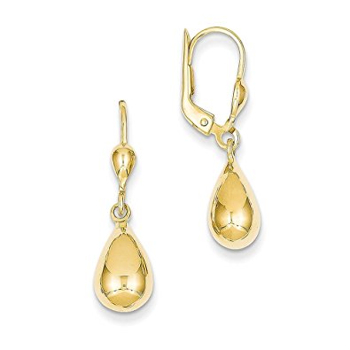 14k gold polished fancy dangle leverback earrings (1.14 in x 0.28 in) PWUHWGO