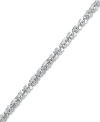 14k white gold anklet 10 inch, faceted chain anklet DKIFYTC