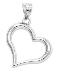 14k white gold charm, open heart charm QJQBHRY