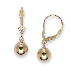 14k yellow gold large ball drop leverback earrings - measures 27x8mm - KOWPVJR