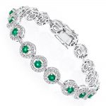 18k gold diamond and emerald bracelet 2.52dtw 3.56stw TRWAMEH