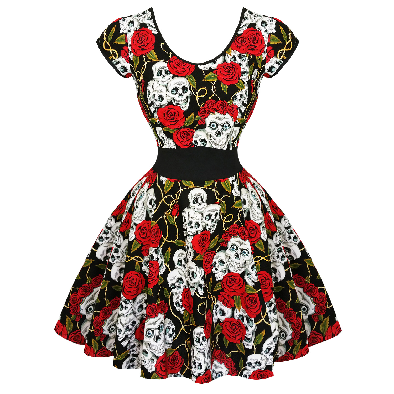 1950s dresses banned floral skull 1950s dress DVOTPIV