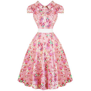 1950s dresses hearts u0026 roses london pink floral chintz 1950s vintage retro flared summer  dress WTQTHHV