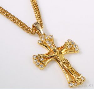 2015 men luxury brand designer necklaces rhinestones cross runway jewellery  hiphop DRJIFBG