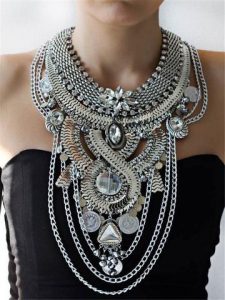 2016 hot bohemia women big necklaces fashion rhinestones vintage metal  choker KVGQZWA