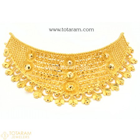 22k gold choker necklace - 235-gn1883 - buy this latest indian gold ALDEADH