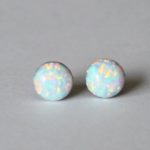 5mm fire opal stud earrings- pure titanium opal earrings - white opal ARZPJHS