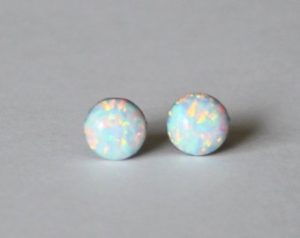 5mm fire opal stud earrings- pure titanium opal earrings - white opal ARZPJHS