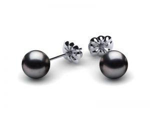 6.0 mm freshwater black pearl earrings JGABQIS