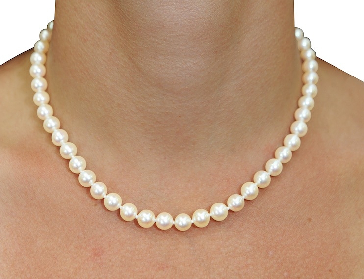 7-8mm white freshwater pearl necklace MUILQRY
