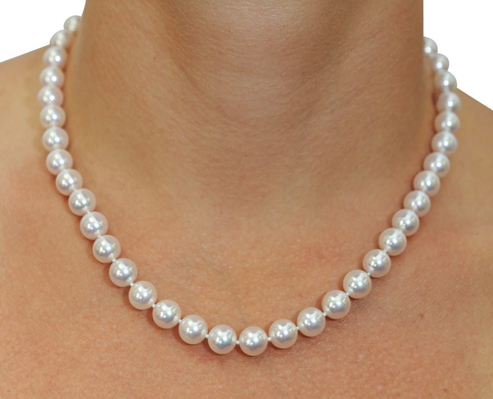 8.0-8.5mm japanese akoya white pearl necklace- aaa quality IXYREDH