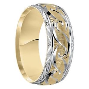 8mm unique mens wedding bands in 10kt. two-tone gold - arabian EGMRNKX