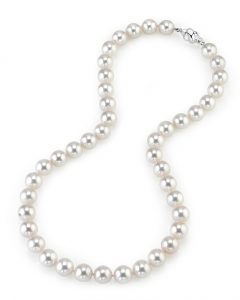 9.5-10mm japanese akoya white pearl necklace- aaa quality VSPMXUQ