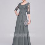 a-line/princess scoop neck floor-length chiffon mother of the bride dress.  loading zoom SNCDFLV