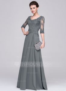 a-line/princess scoop neck floor-length chiffon mother of the bride dress.  loading zoom SNCDFLV